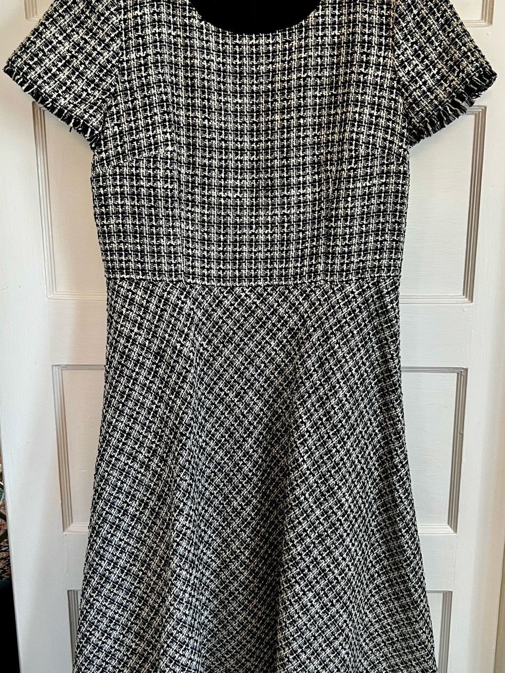 Talbots Black and White Tweed Fit-and-Flare Dress